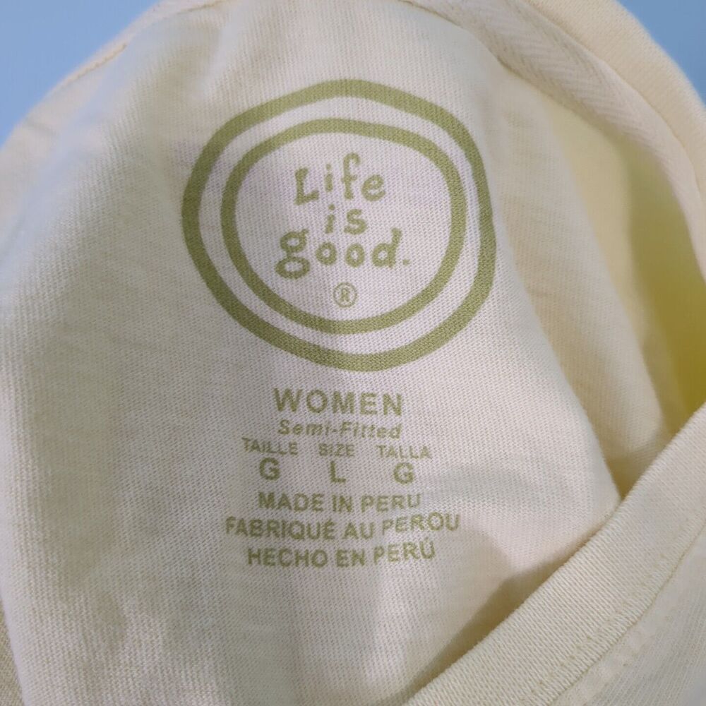 Life Is Good Shirt Womens Large Yellow Blue Pink flip flops Preppy Ladies - Picture 5 of 5